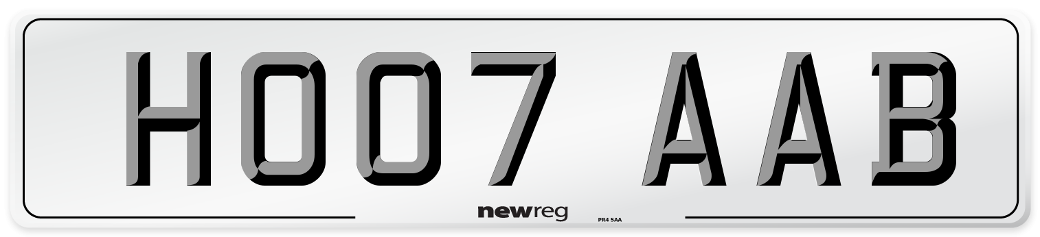 HO07 AAB Number Plate from New Reg